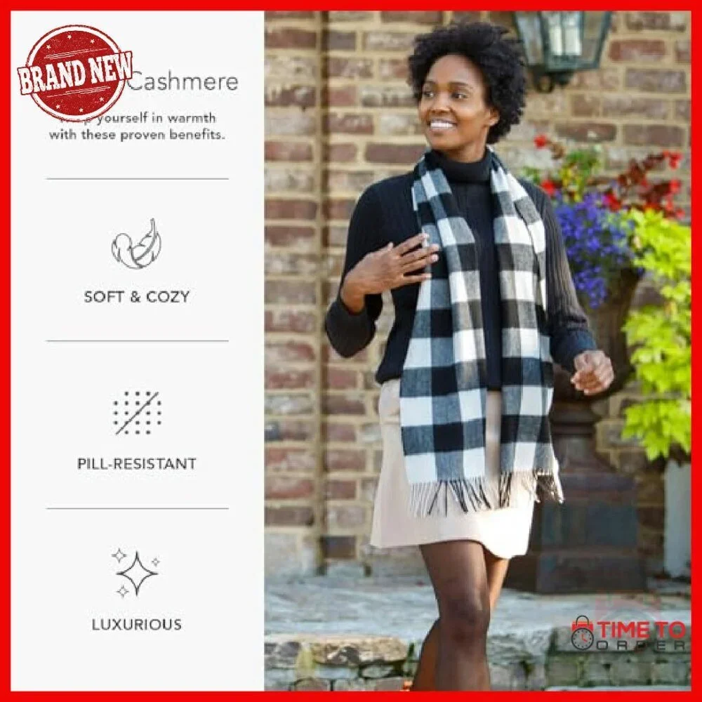 100% Pure Cashmere Winter Scarf, 66x12 Inches, Pill-Resistant Luxury
